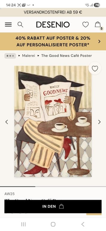 Hallo liebes Team, vielen lieben Dank für die tollen Bilder, die perfekt in unsere Küche passen. Jeder der sie gesehen hat, ist begeistert.&nbsp;Es war sicher nicht das letzte Mal, dass ich bei Ihnen kaufe und kann sie jederzeit weiterempfehlen.&nbsp;