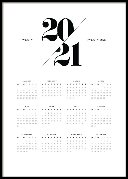 Calendar 2021 Poster Kalender 2021 Desenio De kalender 2021 kunstdrucke