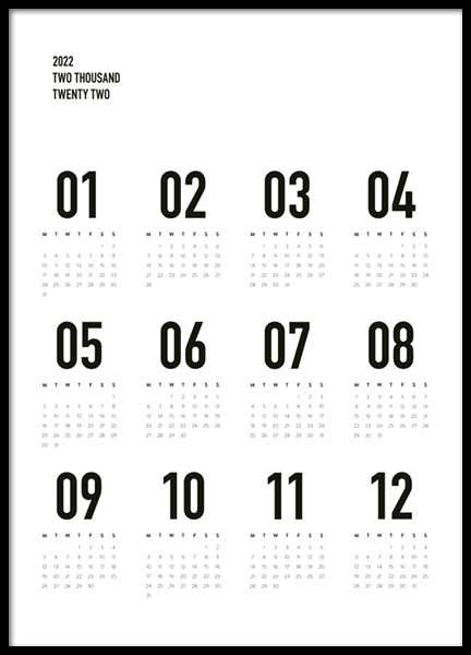 Calendar 2022 B&W Poster