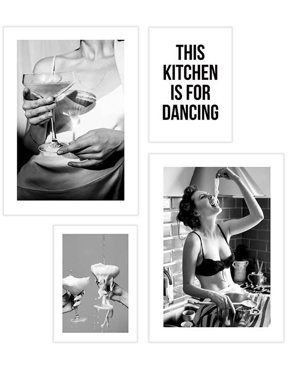 – Monochrome Modefotografie mit Pasta und Champagner
