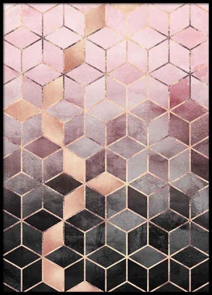 Pink Grey Gradient Cubes Poster in der Gruppe Poster / Kunstdrucke bei Desenio AB (pre0016)