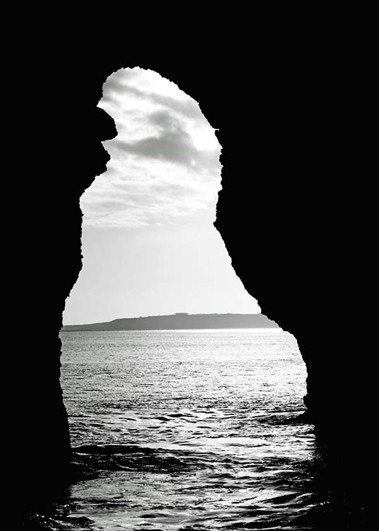  - Schönes schwarzweißes Fotoposter der Felsbrücke Durdle Door in Südengland mit Blick aufs Meer