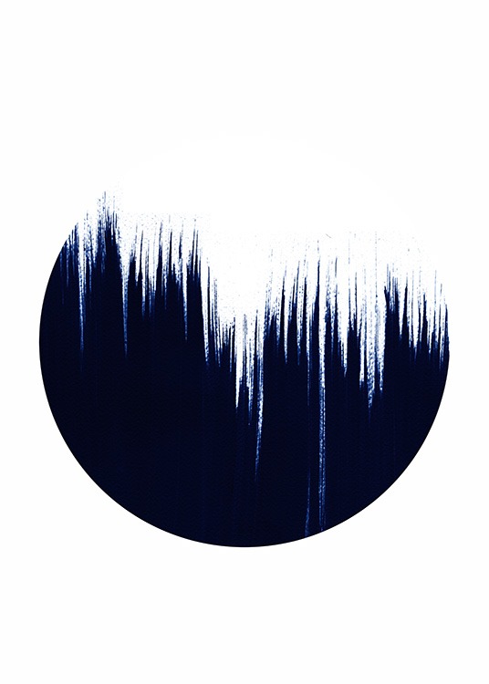  - Abstrakte Kunst eines dunkelblauen Halbkreises der durch einen Pinselstrich entstanden ist.