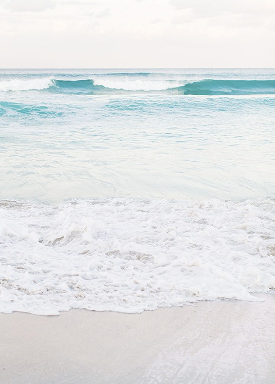 – Poster von einem Strand und dem Meer in Pastellfarben