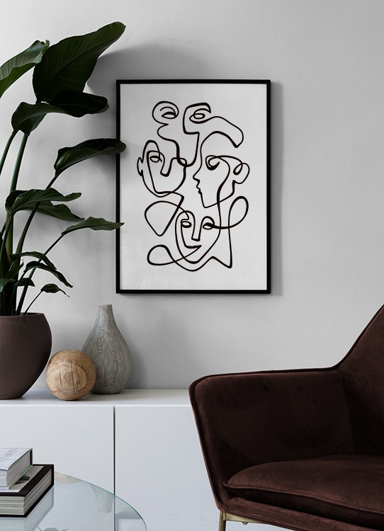Abstract Line People No2 Poster Abstraktes Portrait Desenio.de