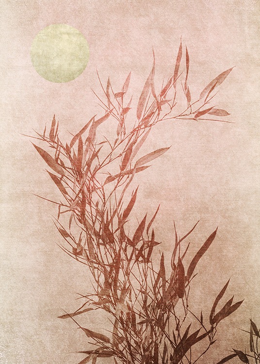  - Abstrakte Illustration einer Bambuspflanze im goldenen Sonnenuntergang.