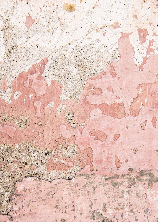  - Stilvolle Fotografie einer alten pinken Wand, von der der Putz abblättert.