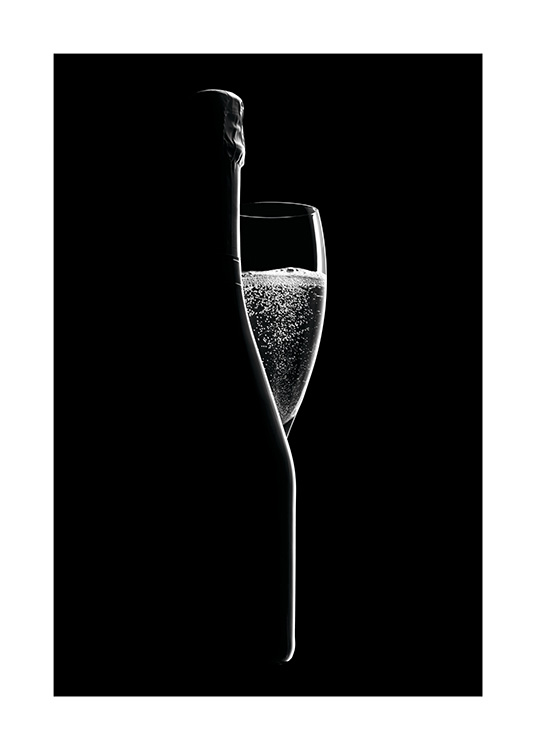 Sparkling Wine Poster / Schwarz-Weiß bei Desenio AB (11276)