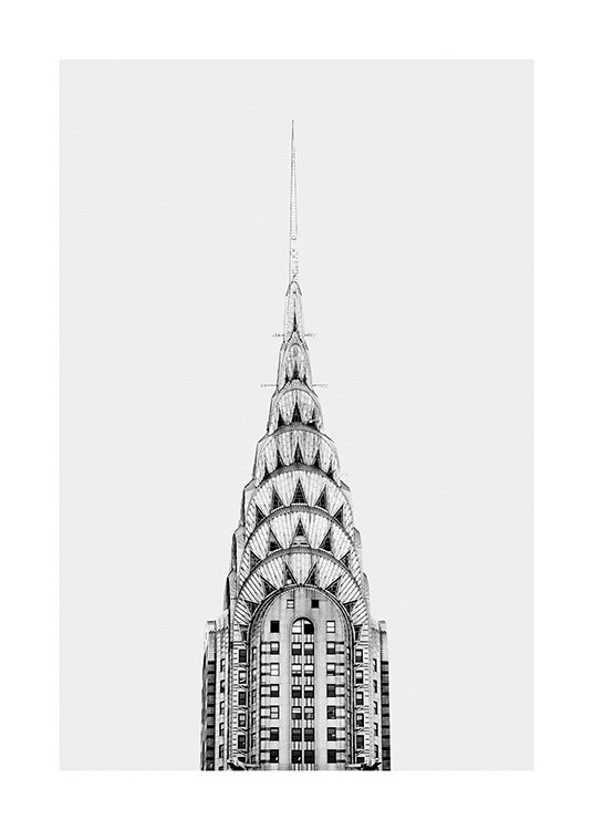 - Stilvolles New York Poster mit der Hochhausspitze des ChryslerGebäudes