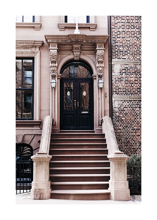  - Fotoposter mit einer Treppe zum Hauseingang in Brooklyn, New York.
