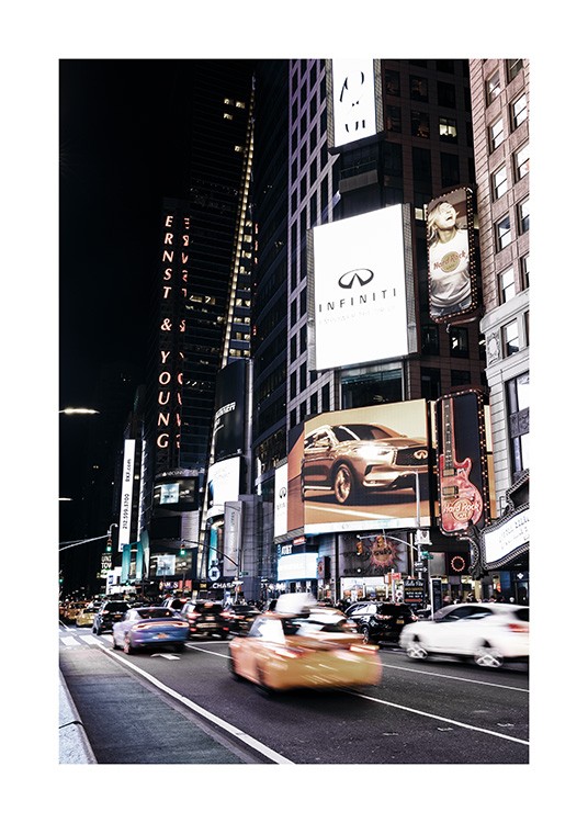  - Tolles Fotoposter, das den belebten Time Square in New York bei Nacht zeigt