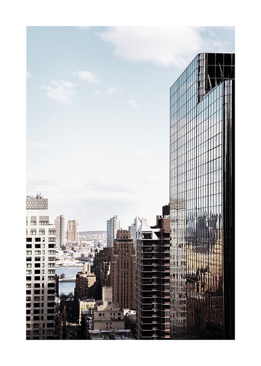  - Fotoposter mit einer Sicht in die von Hochhäusern geprägte Nachbarschaft in New York.