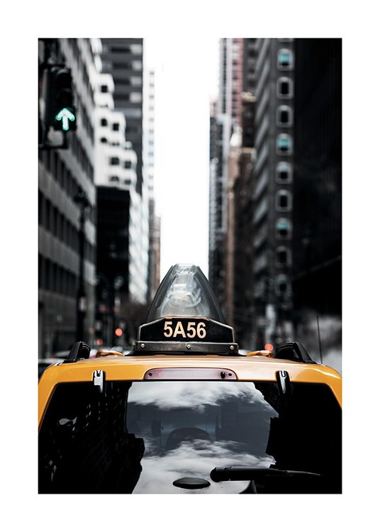  - Fotoposter mit einem gelben Taxi in New York.