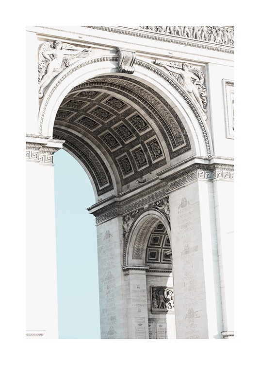  - Tolle Nahaufnahme des Pariser Triumphbogens mit stilvollen Verzierungen.