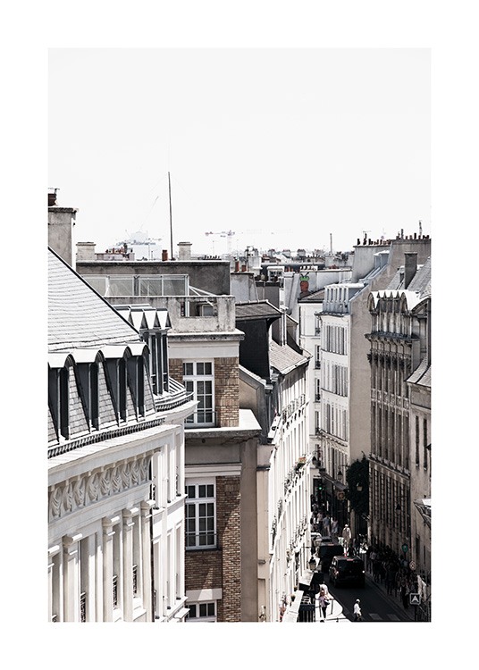  - Schönes Fotoposter mit einer engen belebten Straße in Paris