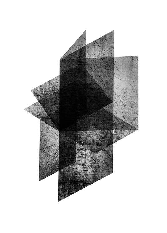 –Transparente schwarze quadratische Formen auf weißem Hintergrund.