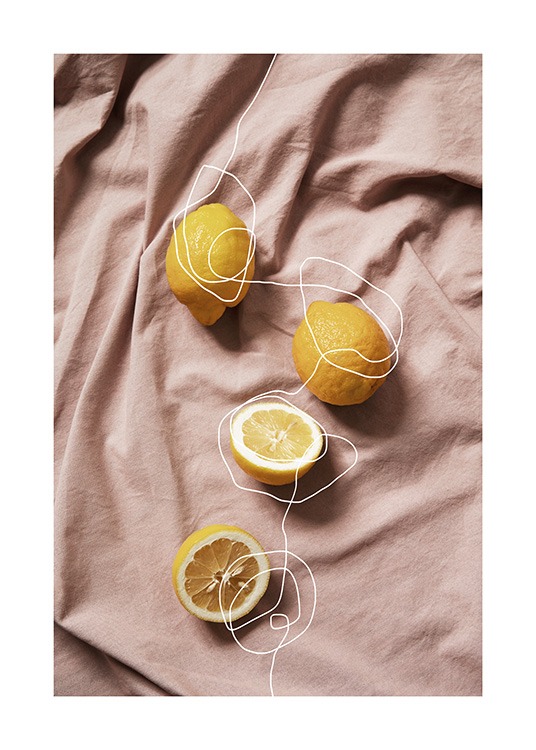 Lemons on Linen Poster / Küchenposter bei Desenio AB (12814)