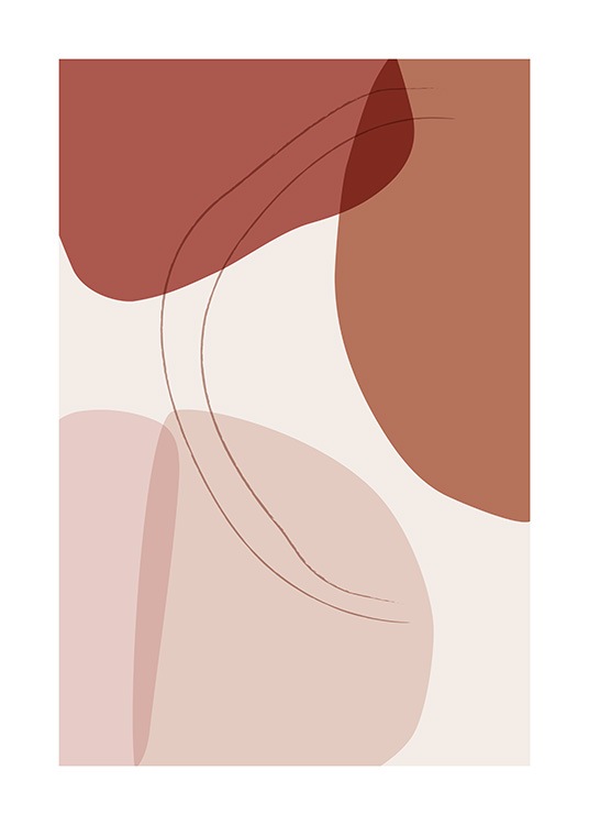 Illustration mit grafischen Formen und Linien in Rot und Rosa