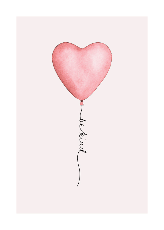  - Illustration mit grauem Hintergrund hinter einem herzförmigen rosa Ballon 