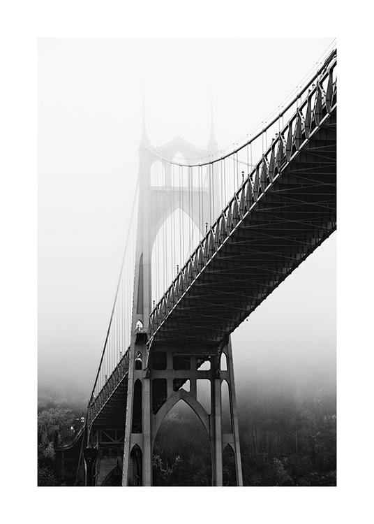  - Fotografie der St. Johns Bridge in Portland, USA, im Nebel