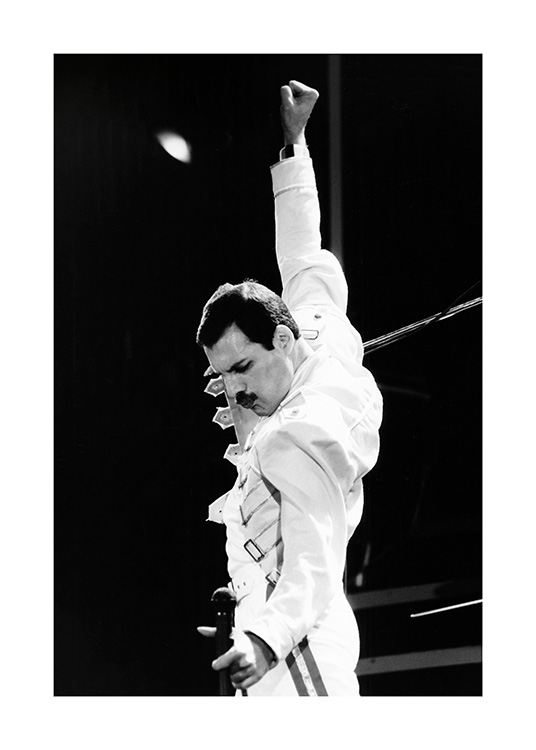  – Schwarz-weiß-Fotografie der Ikone Freddie Mercury von Queen
