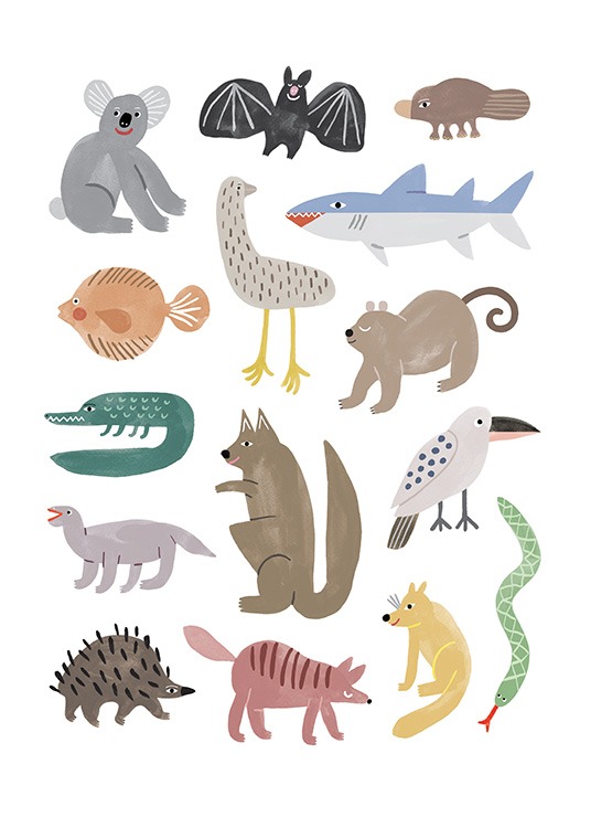 - Illustrationen von Tieren für das Kinderzimmer