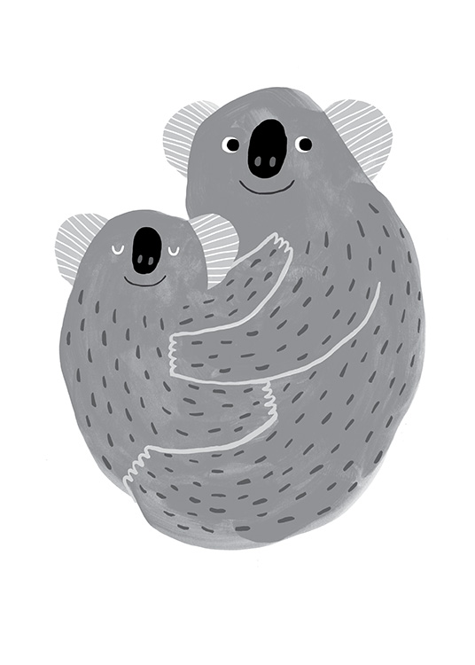 - Illustration von Koalas in Grau