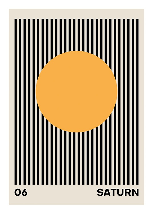  – Grafik mit schwarzen Streifen auf beigem Hintergrund und einem orangefarbenen Kreis in der Mitte