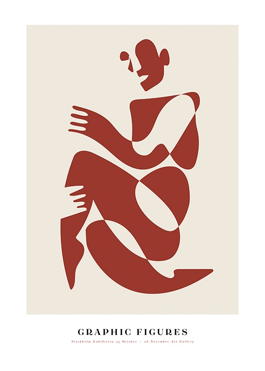  - Grafische Illustration eines abstrakten Körpers in Beige und Rot