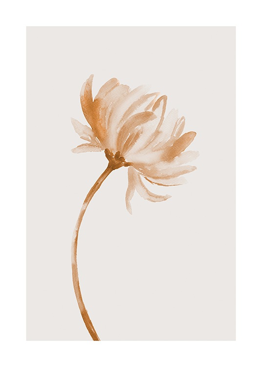  – Aquarell einer Blume in Beige und Braun vor hellbeigem Hintergrund