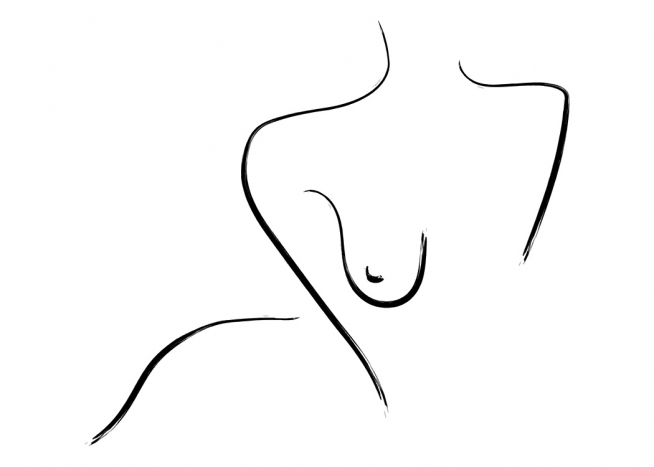  – Zeichnung eines nackten Körpers in Line Art, mit schwarzen Linien auf weißem Hintergrund