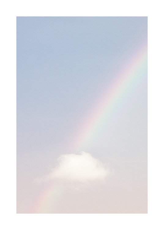  – Fotografie einer Wolke und eines Regenbogens vor rosa und blauen Himmel