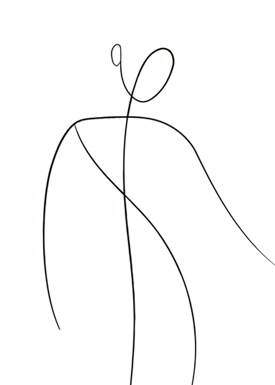  – Illustration eines abstrakten Körpers und Gesichts in schwarzer Line-Art auf weißem Hintergrund