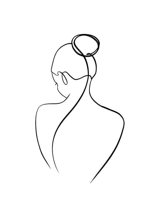  – Illustration mit dem Rücken einer Frau in schwarzer Line-Art auf weißem Hintergrund