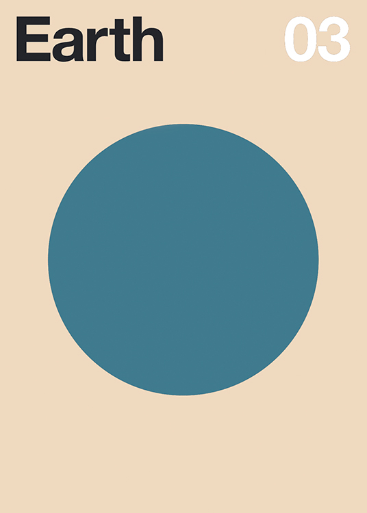  – Grafische Illustration, die die Erde als blauen Kreis vor einem beigen Hintergrund zeigt