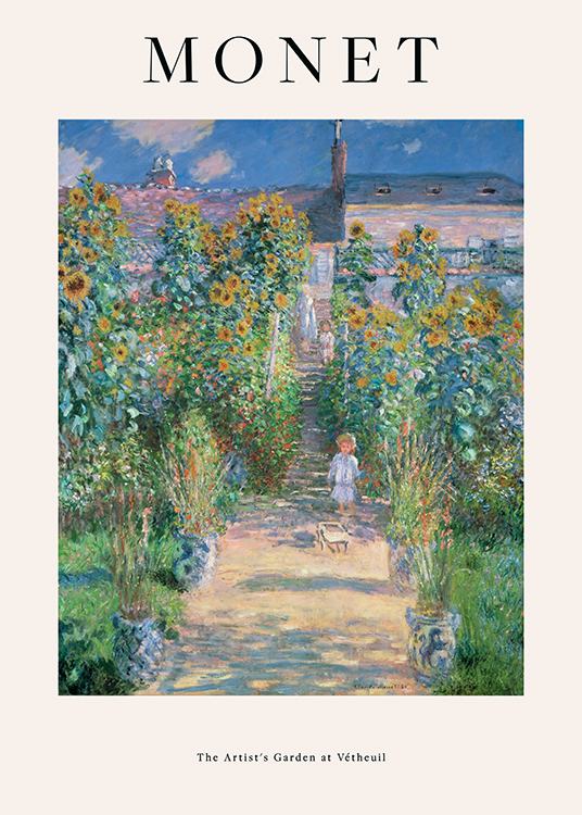  – Malerei mit Sonnenblumen an einem Weg, der zu einem Haus führt