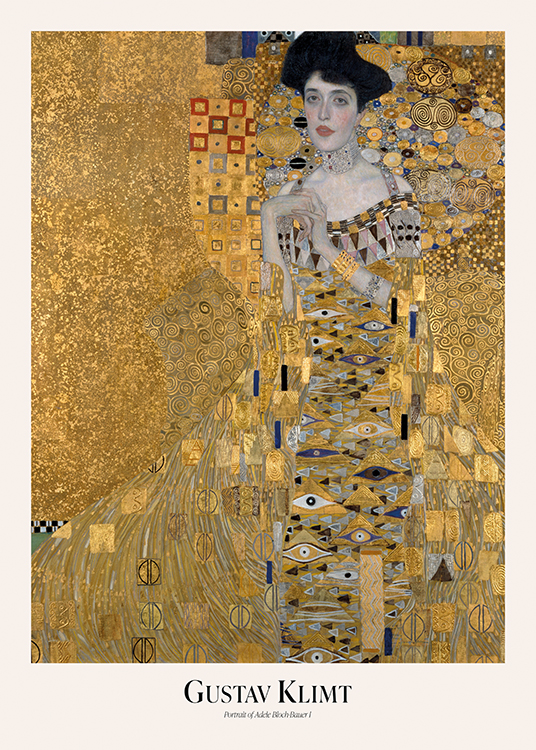  – Abstrakte Malerei in Gold, die eine mit einem goldenen Muster bedeckte Frau zeigt