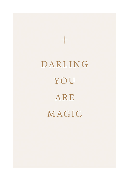  – Text „Darling you are magic“ mit einem Stern darüber auf einem hellen Hintergrund