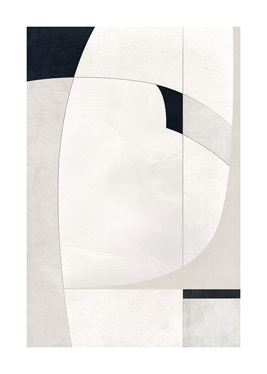  – Illustration mit abstrakten Formen in Schwarz, Grau und Weiß mit effektvoller Struktur