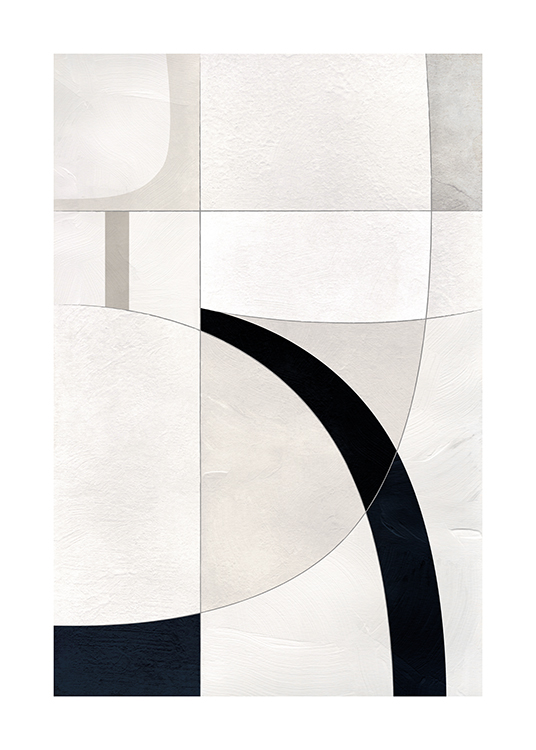  – Illustration mit grauen, beigen und schwarzen abstrakten Formen mit Struktureffekt