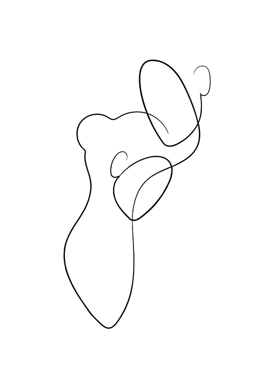  – Illustration mit einem abstrakten Paar, gezeichnet in schwarzer Line Art auf weißem Hintergrund