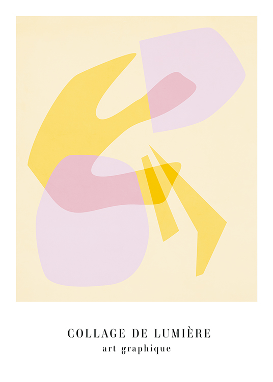  – Poster im Ausstellungslook, das eine Collage aus Papierschnipseln in Pastelltönen zeigt
