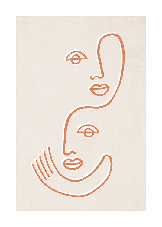  – Line-Art-Poster, das zwei Gesichter zeigt
