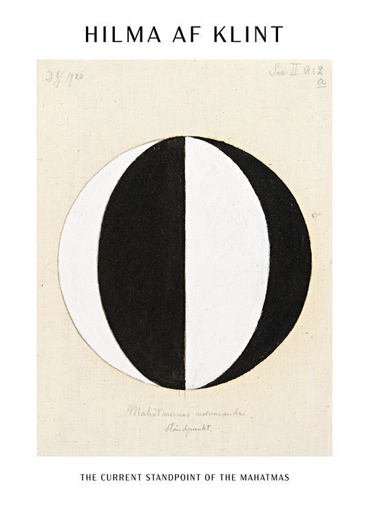 – Malerei mit einem schwarzen und weißen Kreis auf beigem Hintergrund