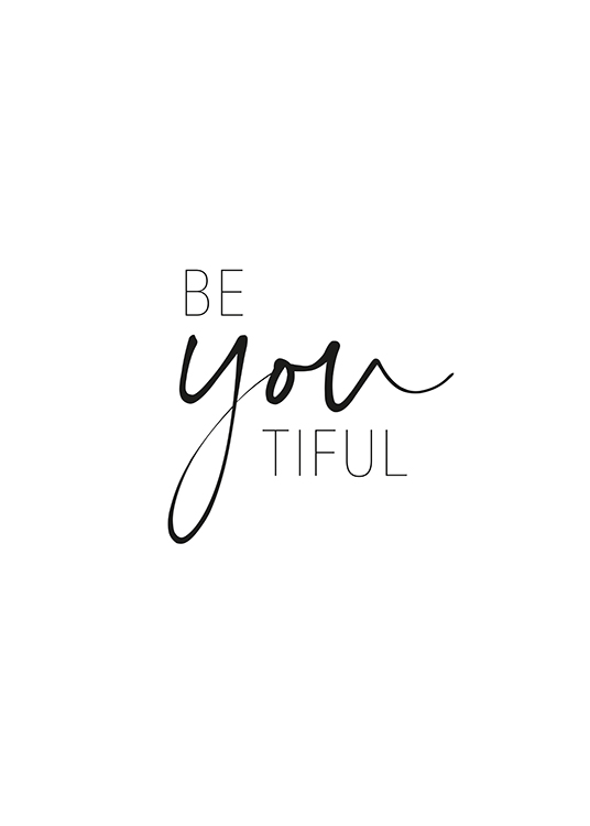  – Zitatebild mit dem Wort „Beautiful“ buchstabiert als „Be You Tiful“