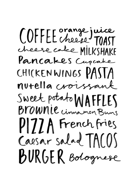  – Text in schwarzer Schrift vor weißem Hintergrund mit einer Auswahl verschiedener Speisen und Getränke