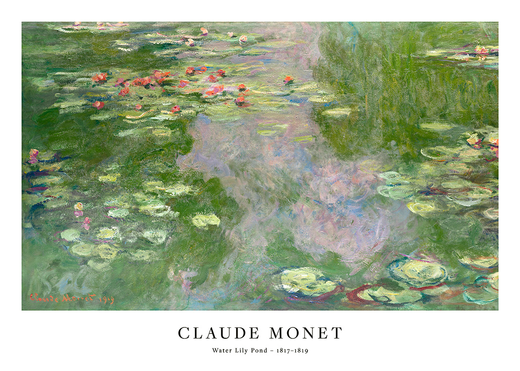  – Monet-Gemälde mit Seerosen und Blättern, die auf einem Teich schwimmen