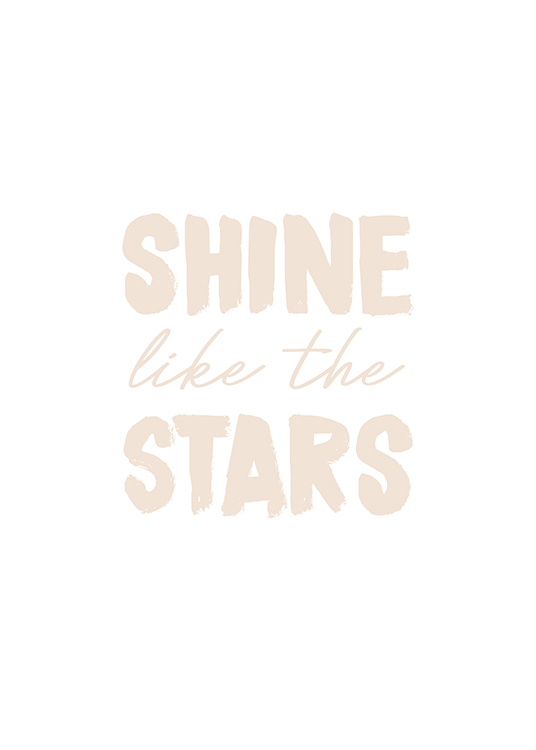 – Zitatebild mit dem Text „Shine like the stars“ in beiger Schrift vor weißem Hintergrund