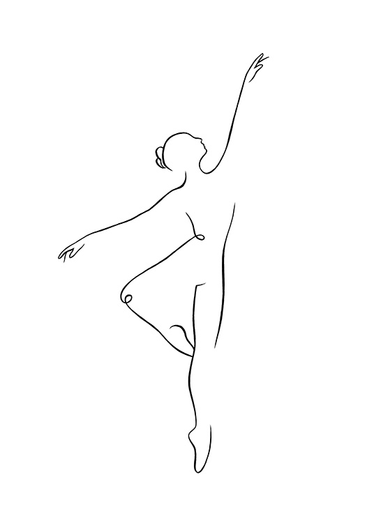 – Line Art Poster einer tanzenden Ballerina