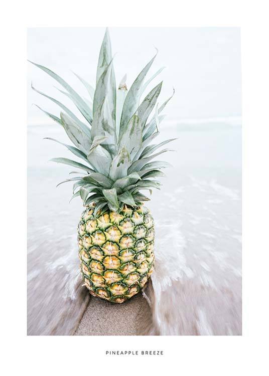  - Moderen Fotokunst mit einer Ananas am Strand.
